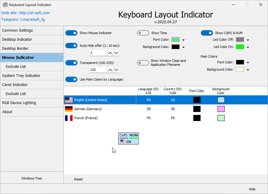 Keyboard Layout Indicator - Mouse Indicator